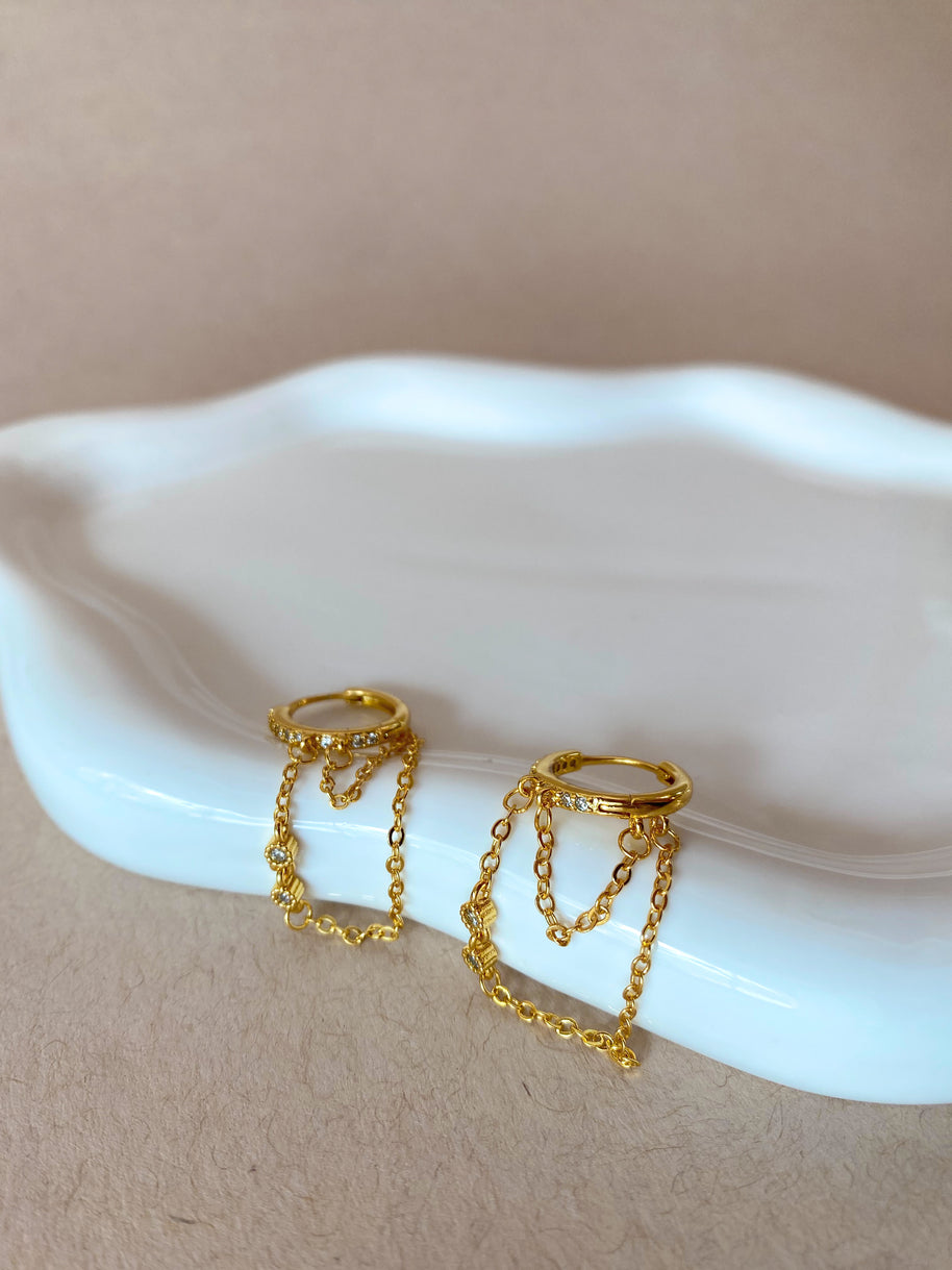 Golden 2 Chains Style Large Hoops