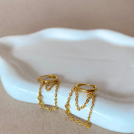 Golden 2 Chains Style Large Hoops