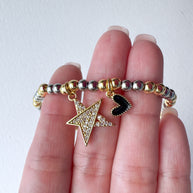 Big Star ⭐️ & Black Heart 🖤 Elastic Bracelet