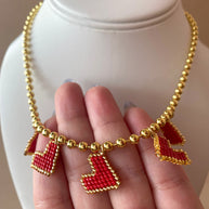 Red Hearts Miyuki Handmade Necklace