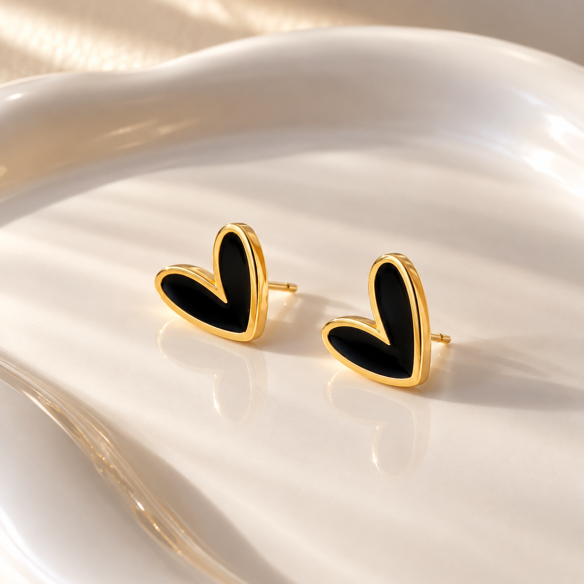 Black Hearts Steel Earrings