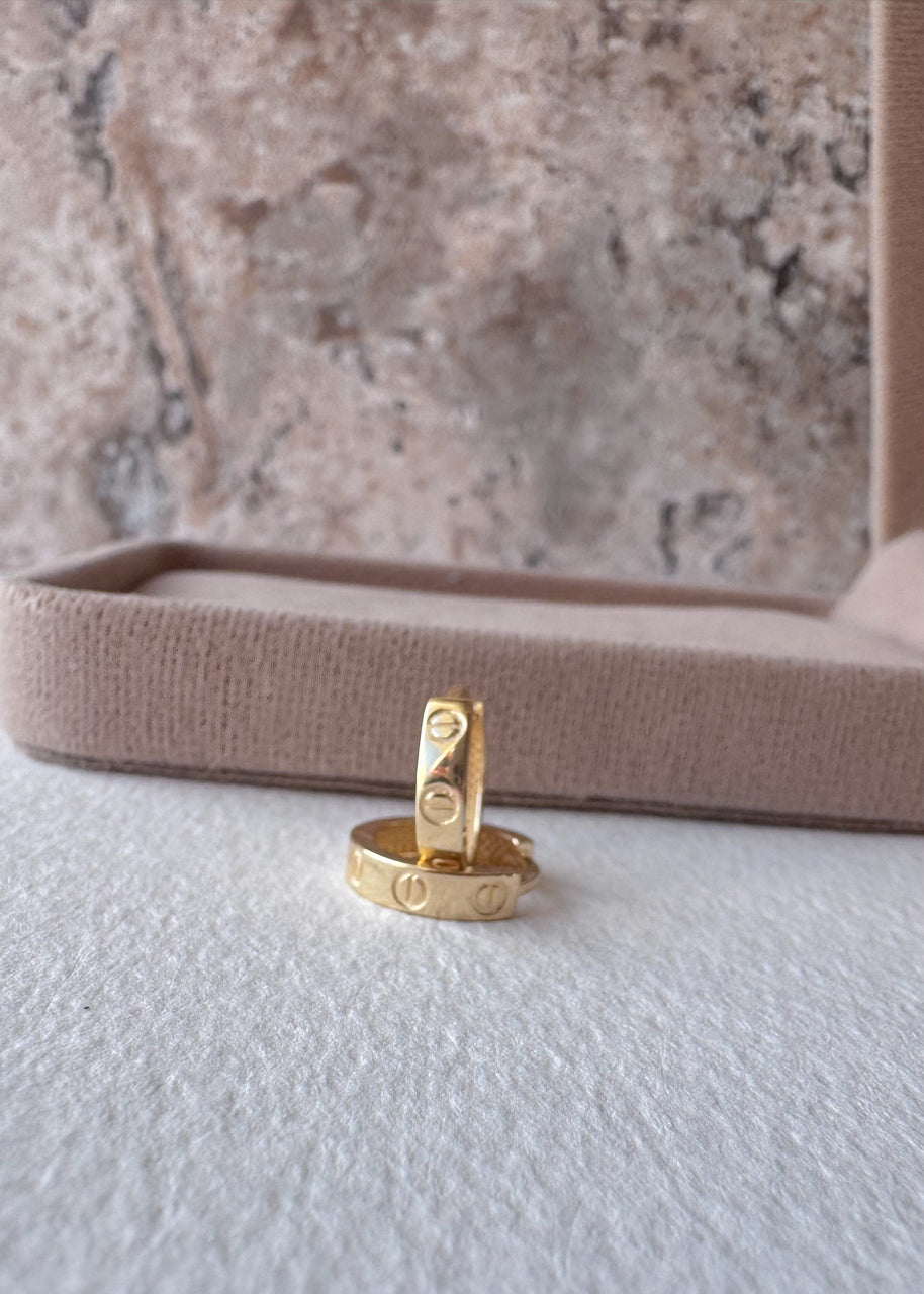 Screw 18k Solid Gold Hoops