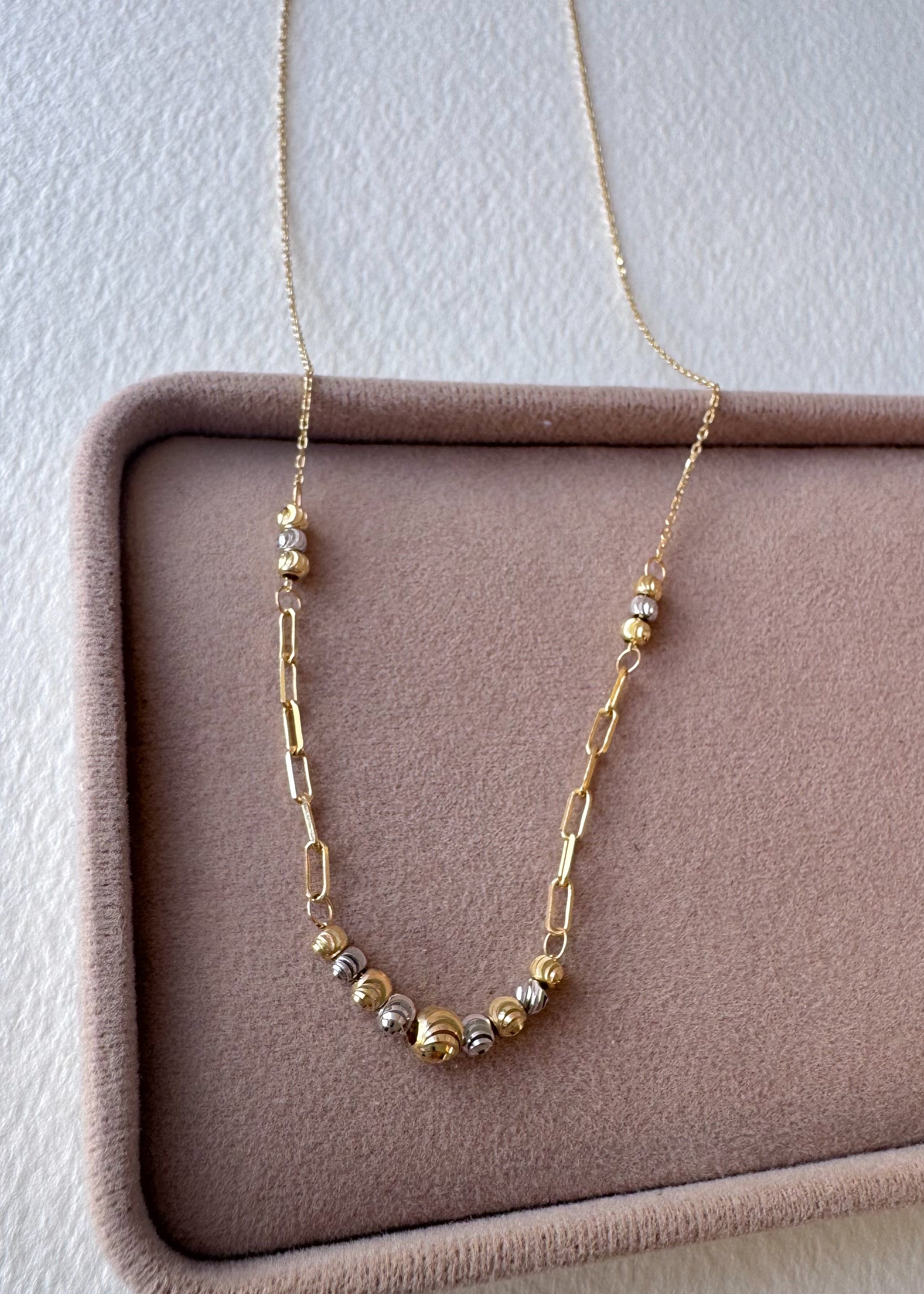 Silver & Gold Chain Italy 14k Solid Gold Necklace