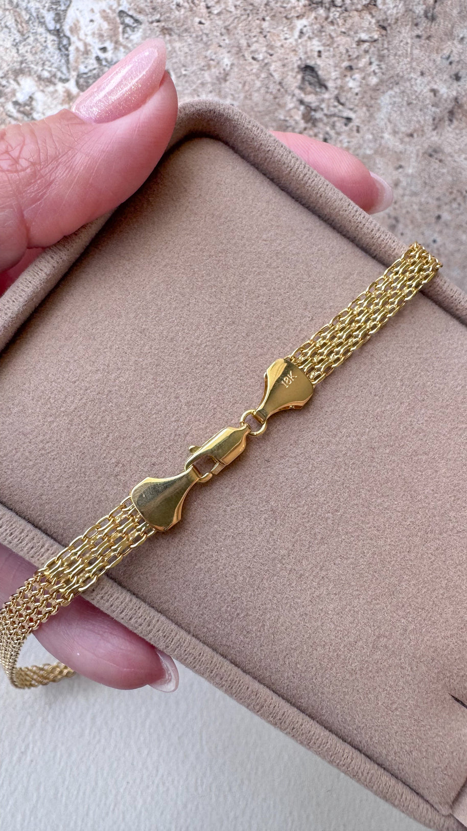 Chinese Fabric Bismark Chain 18k Solid Gold Necklace
