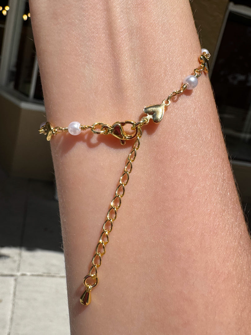 Bracelet Heart and Pearl Pattern