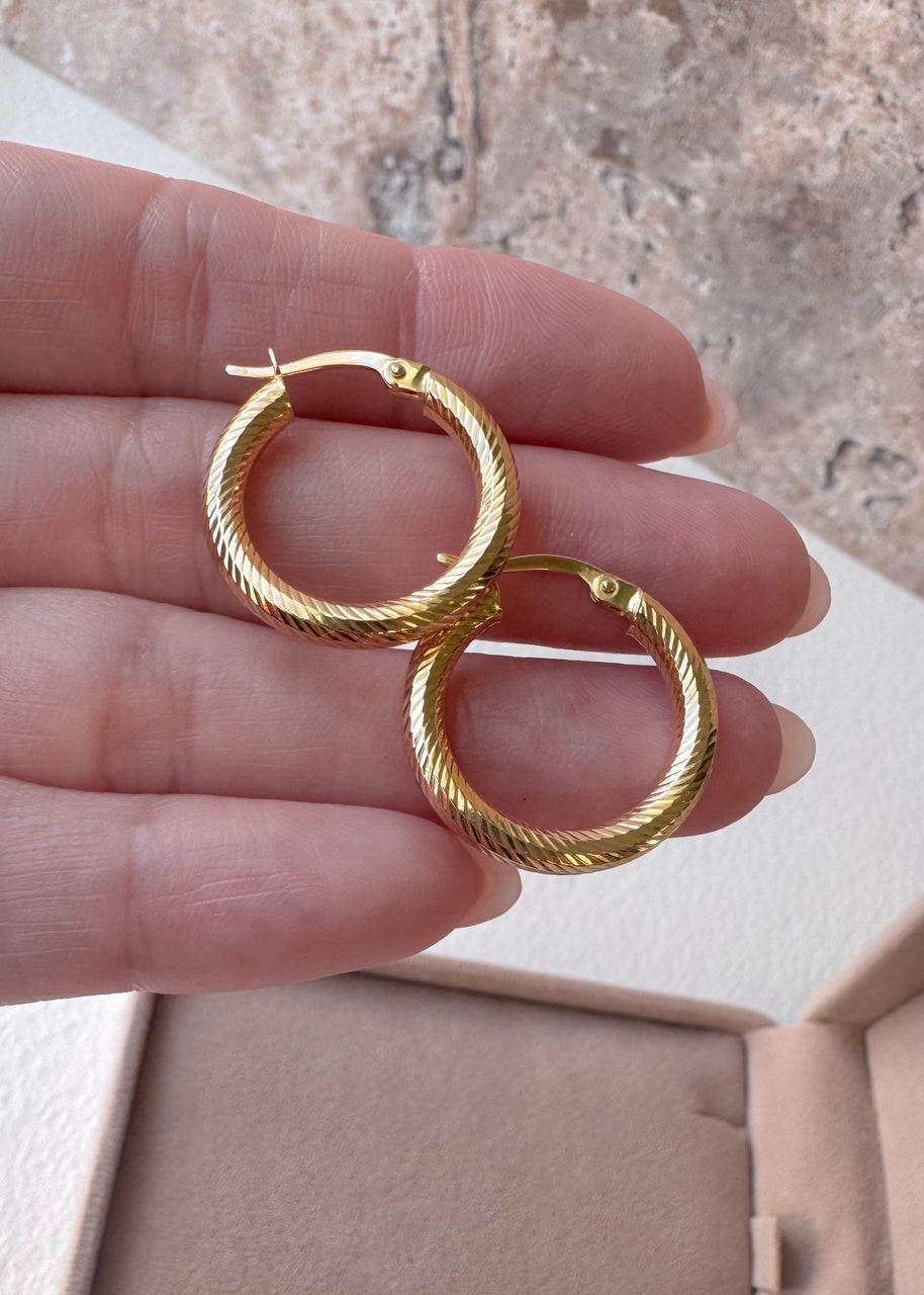 Spiral Thin 18k Solid Gold Hollow Hoops
