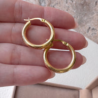 Spiral Thin 18k Solid Gold Hollow Hoops