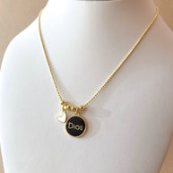 God Black Charm & White Heart Necklace