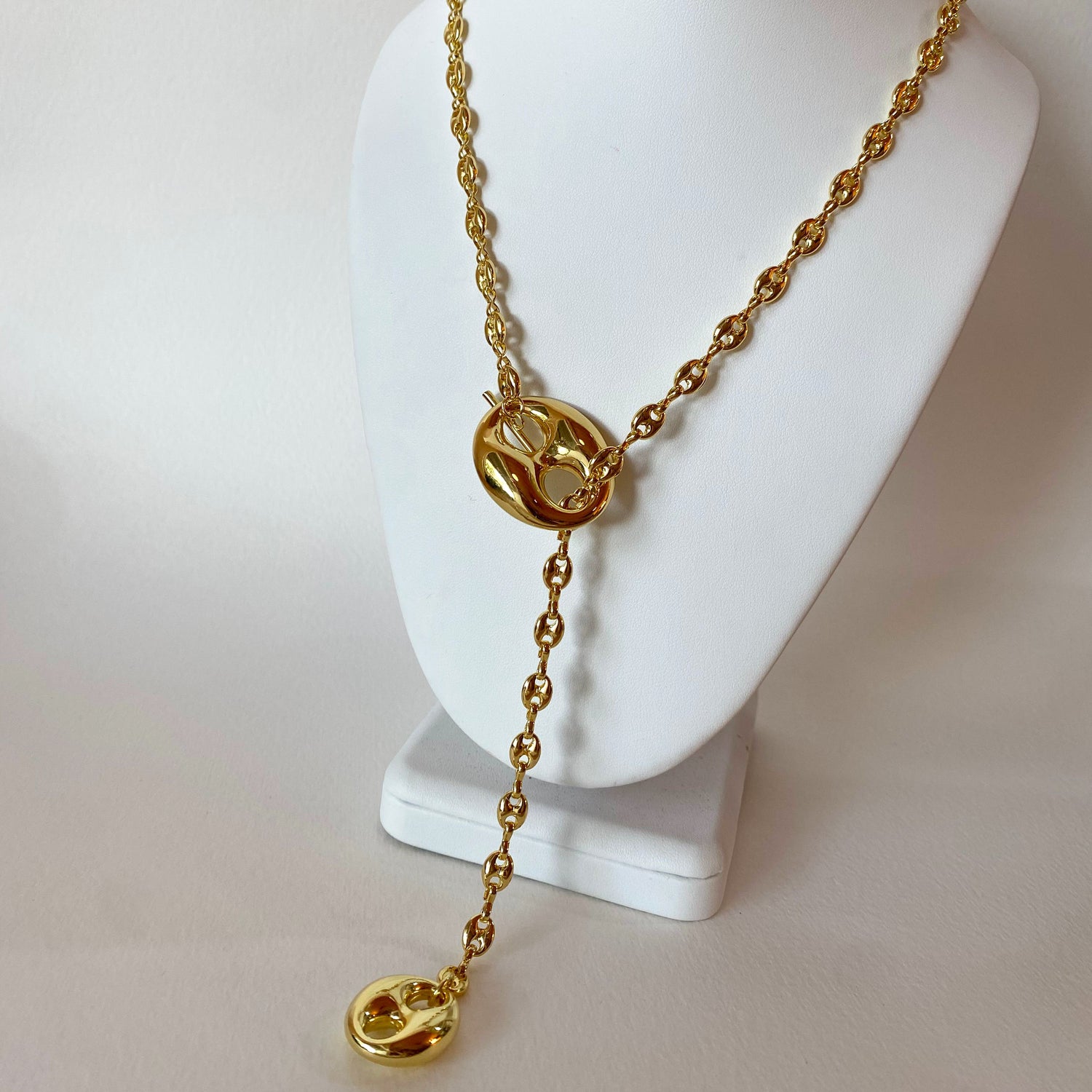 Golden Coffee Grain & Big Long Y Necklace
