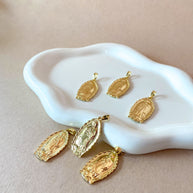 Guadalupe Virgin Big Oval Medal Golden Charm