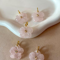 Pink Quartz Crystal Roses Charms
