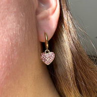 Shiny Pink Heart Hoops