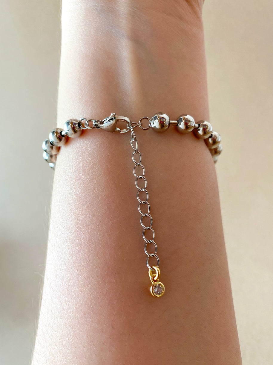 Silver & Gold Big Heart Bracelet