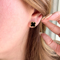 Clovers Green & Black Earrings