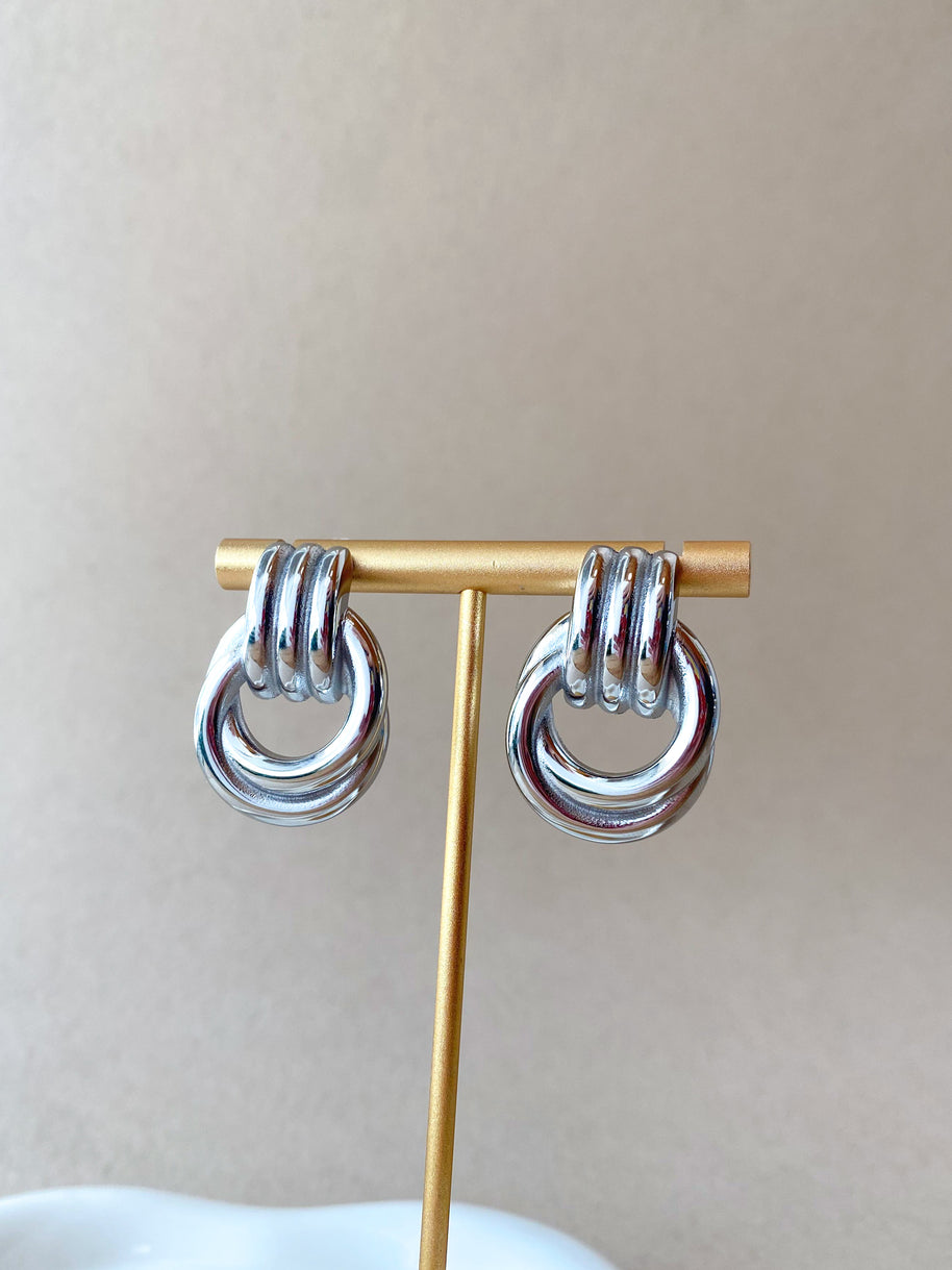 Silver Big 2 Shape Style Steel Hoops