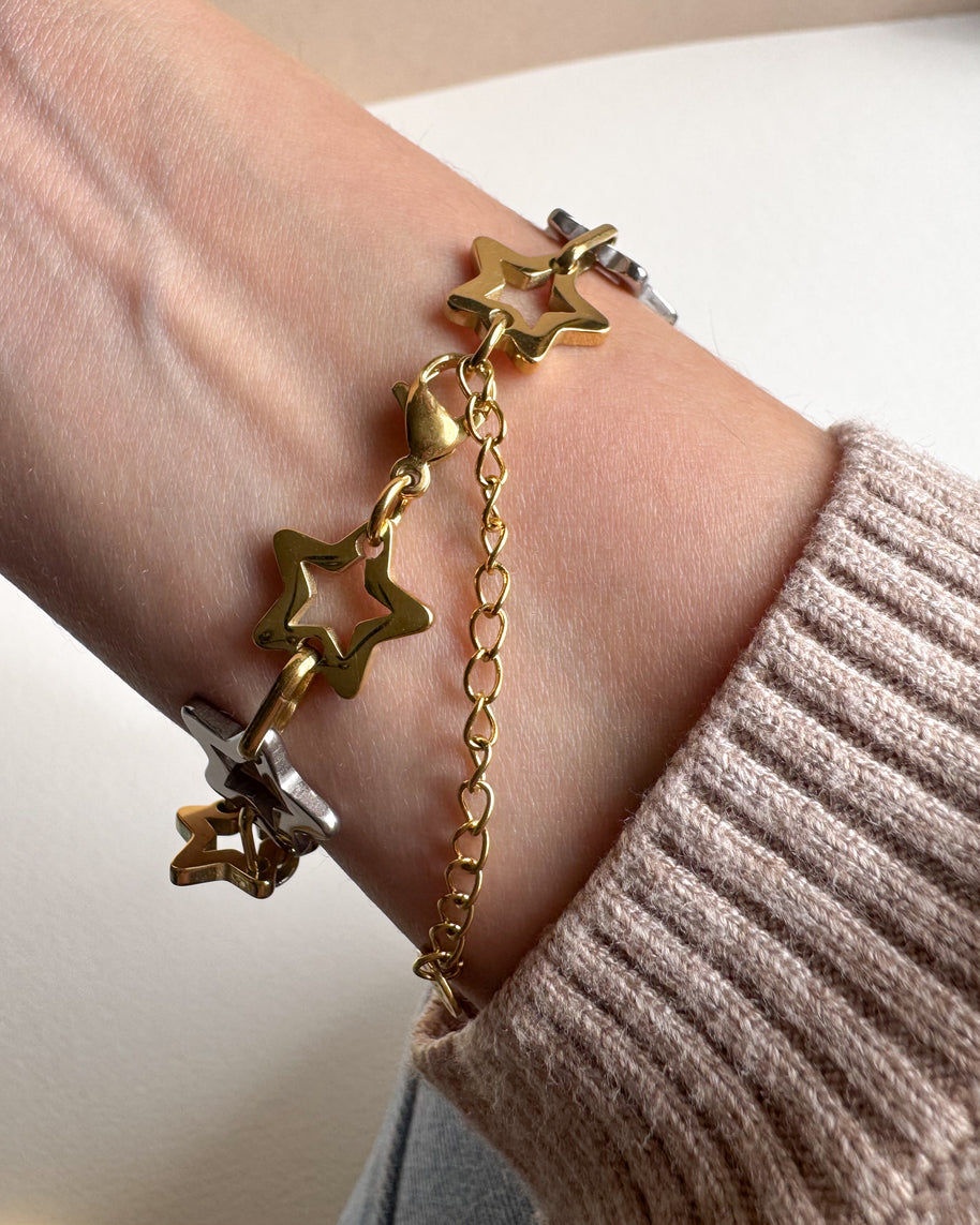 Silver & Gold Star Shape Bracelet