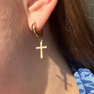 Golden Steel Cross Hoops