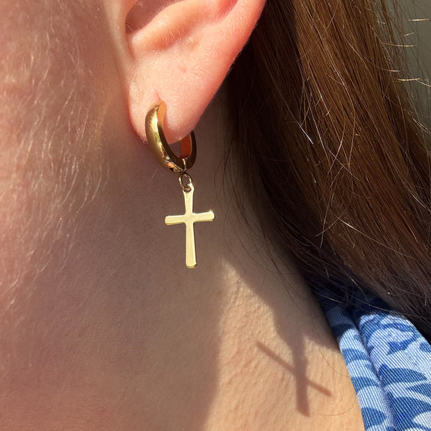 Golden Steel Cross Hoops