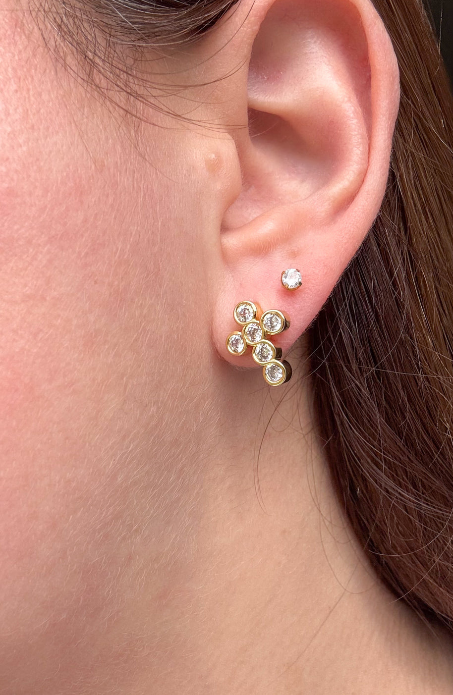 Golden Crystal Cross Earrings