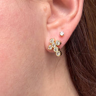 Golden Crystal Cross Earrings
