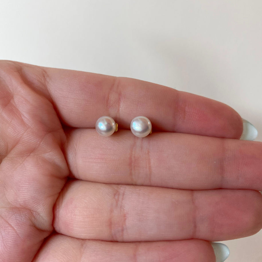 Medium Pearls Golden Steel Circular Earrings