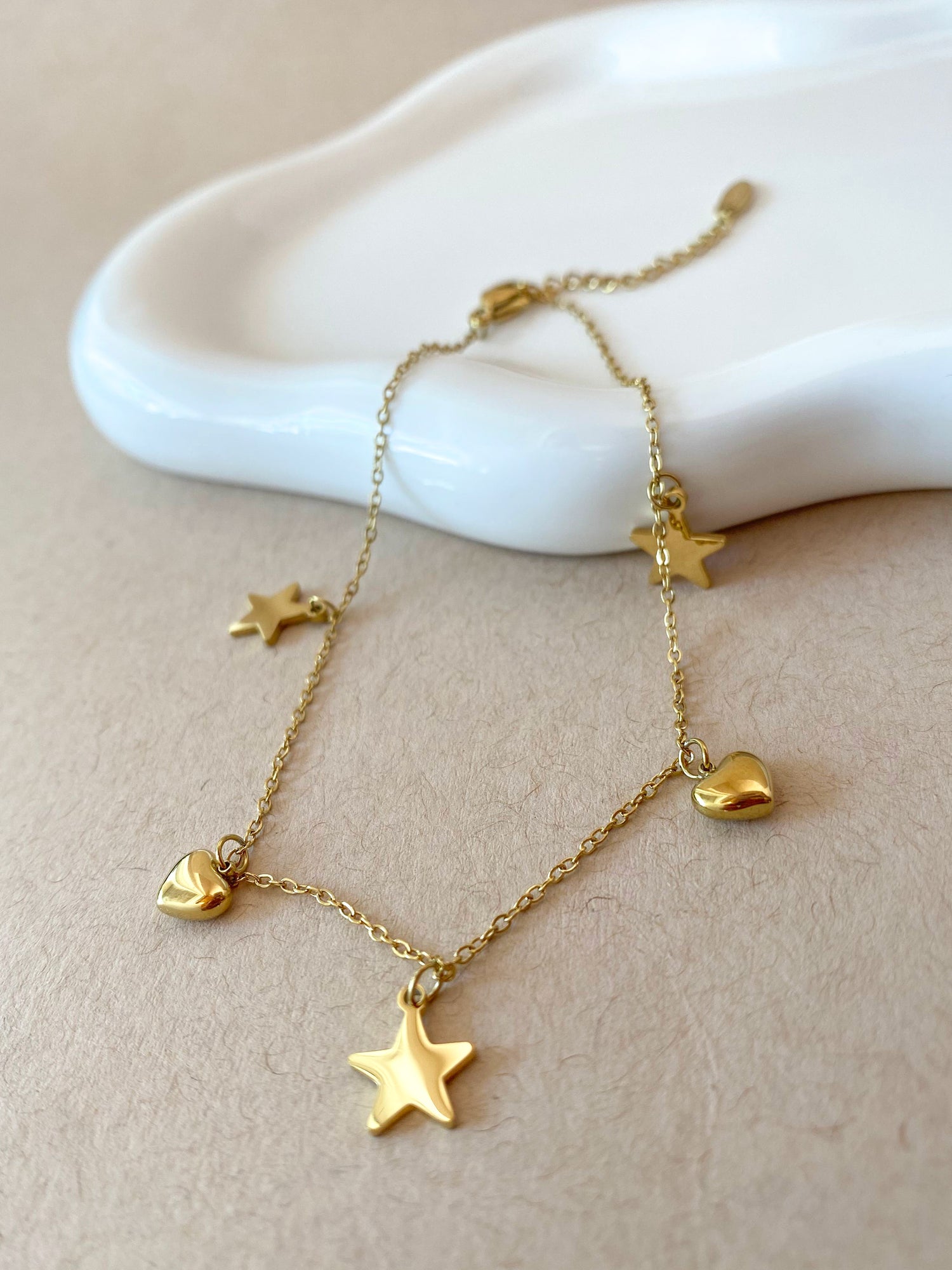 Little Stars and Hearts Pattern Steel Anklet