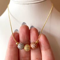 3 Gold Fire Balls Style Adjustable Necklace
