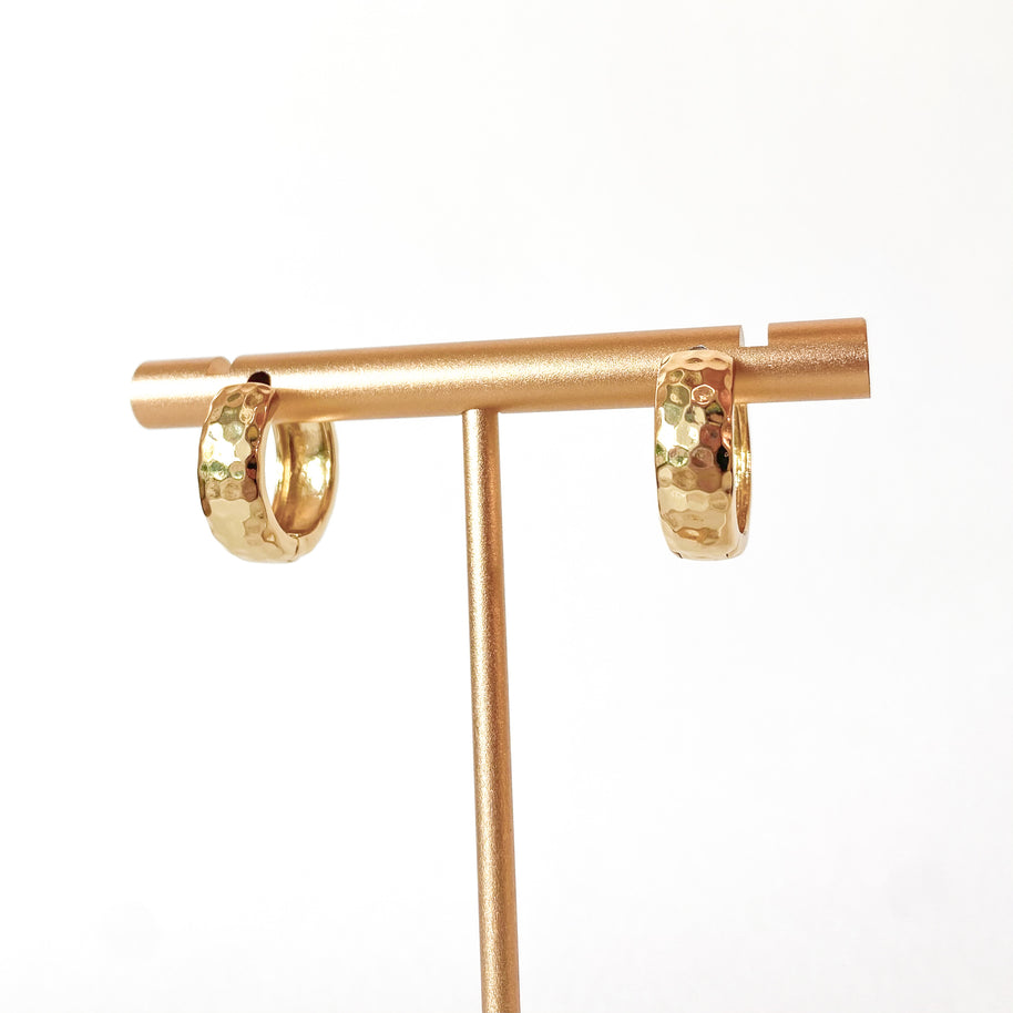 Golden Thick Wide Polished Hoops Earrings