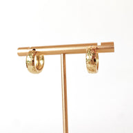 Golden Thick Wide Polished Hoops Earrings