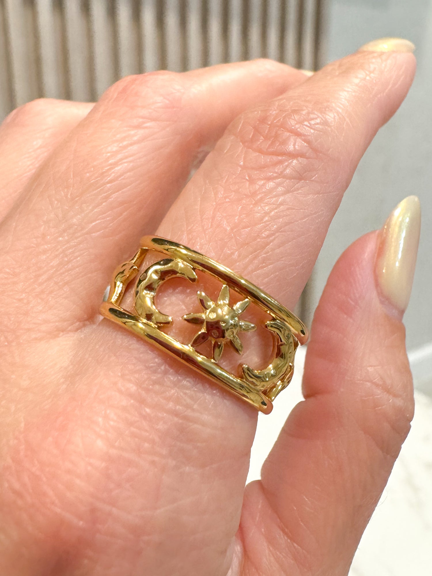 Golden Star-Moon Ring