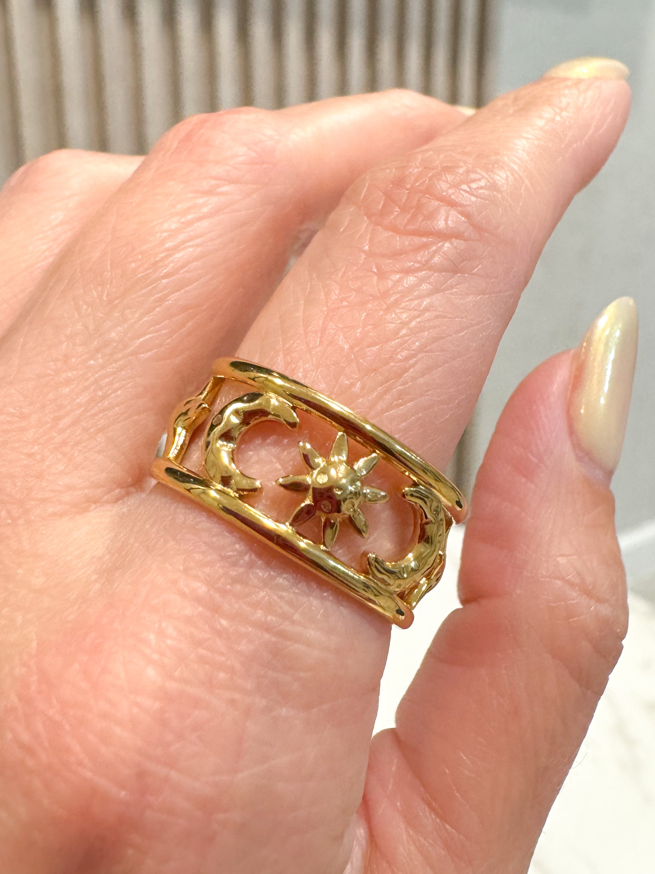 Golden Star-Moon Ring