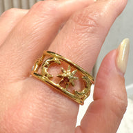 Golden Star-Moon Ring