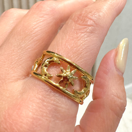 Golden Star-Moon Ring