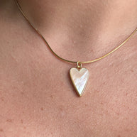 Mother of Pearl Heart Plain Adjustable Necklace
