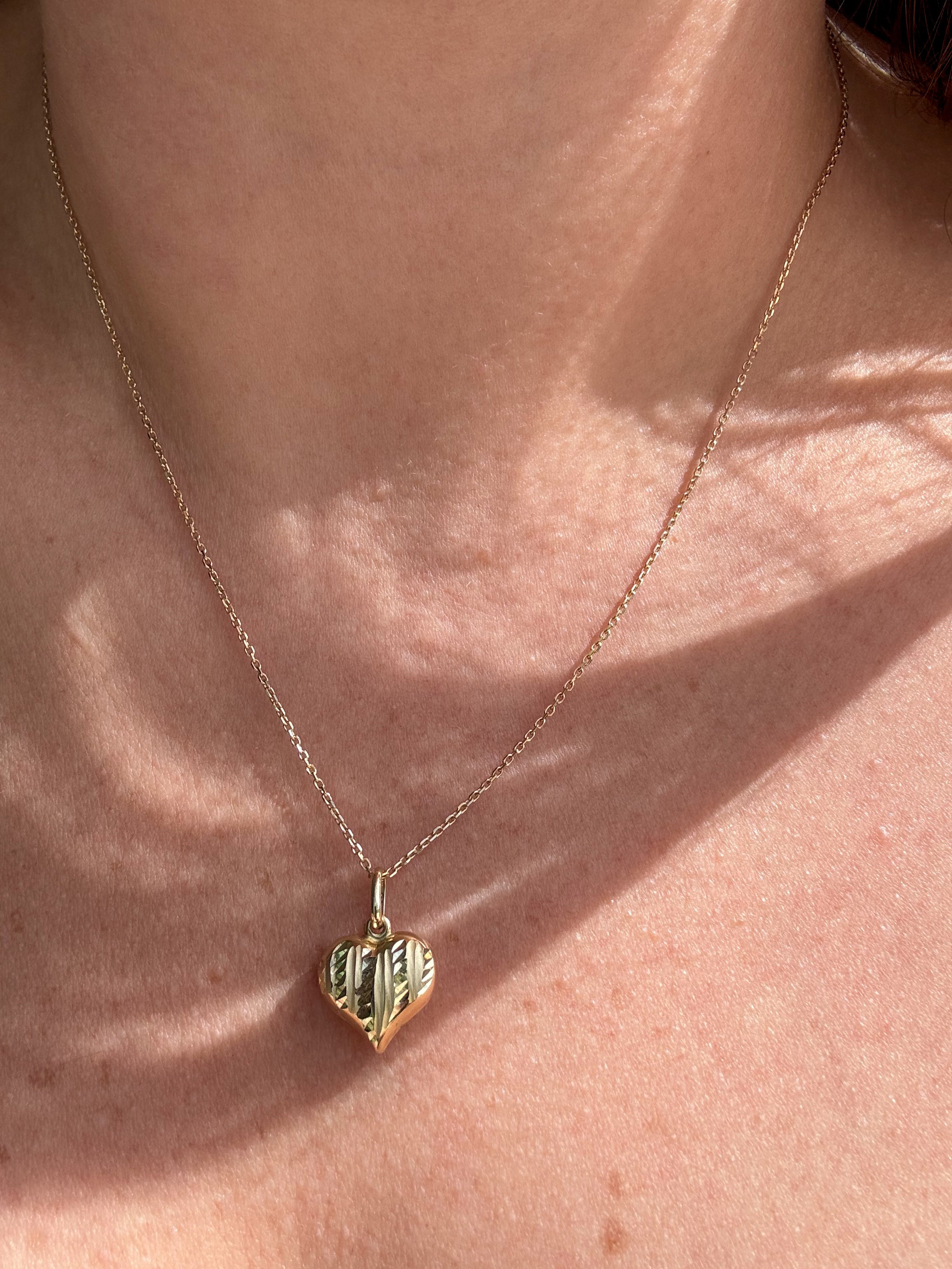 Dainty Chain 14k Solid Gold Necklace with medium heart