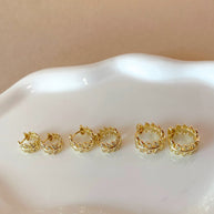 Big, Medium and Little Leaf Style Crystals Hoops