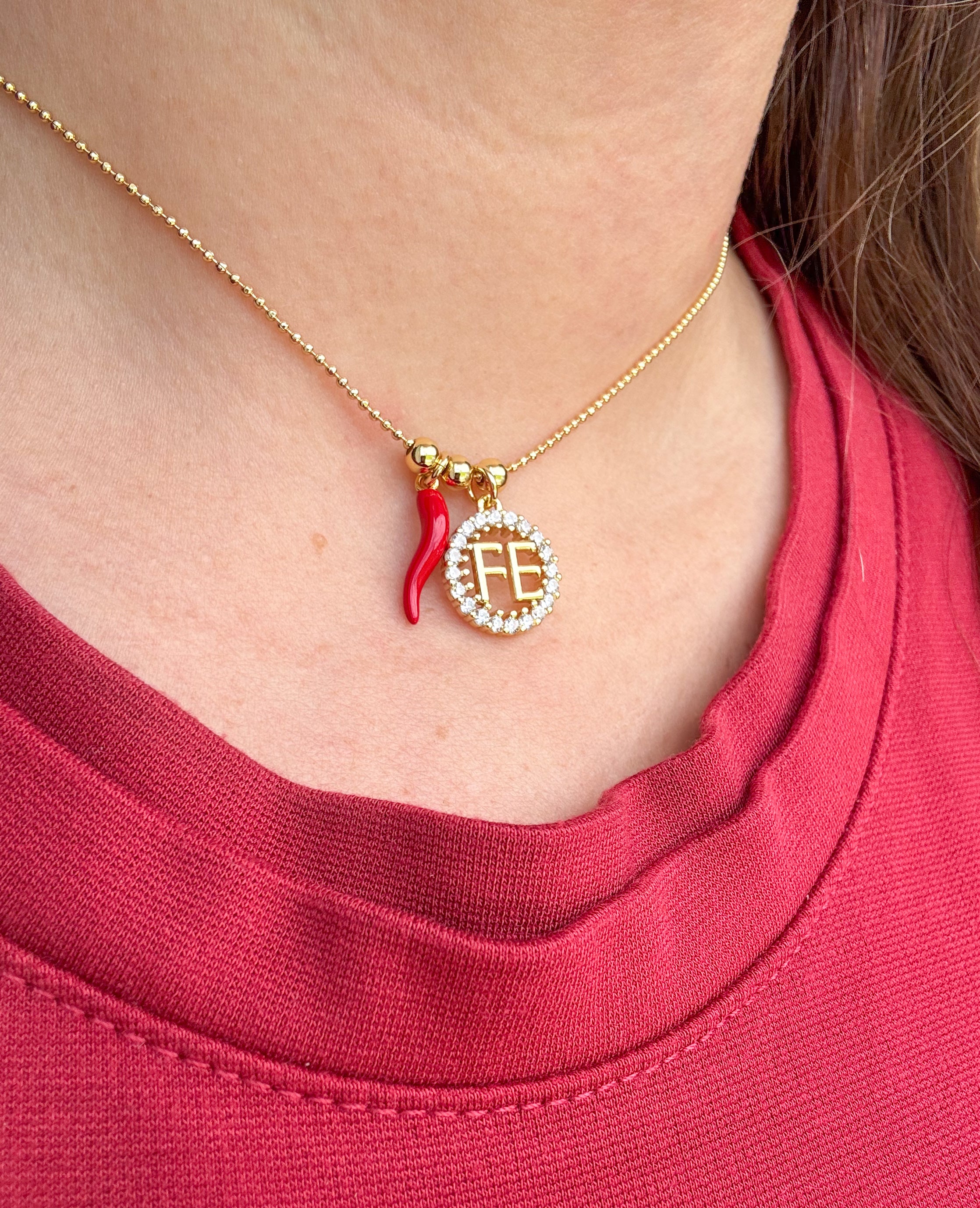 Cadena Ajustable Cuernito Rojo + FE