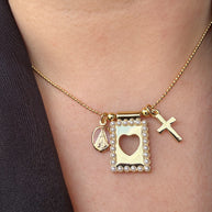 Heart Scapular Virgin + Cross Necklace