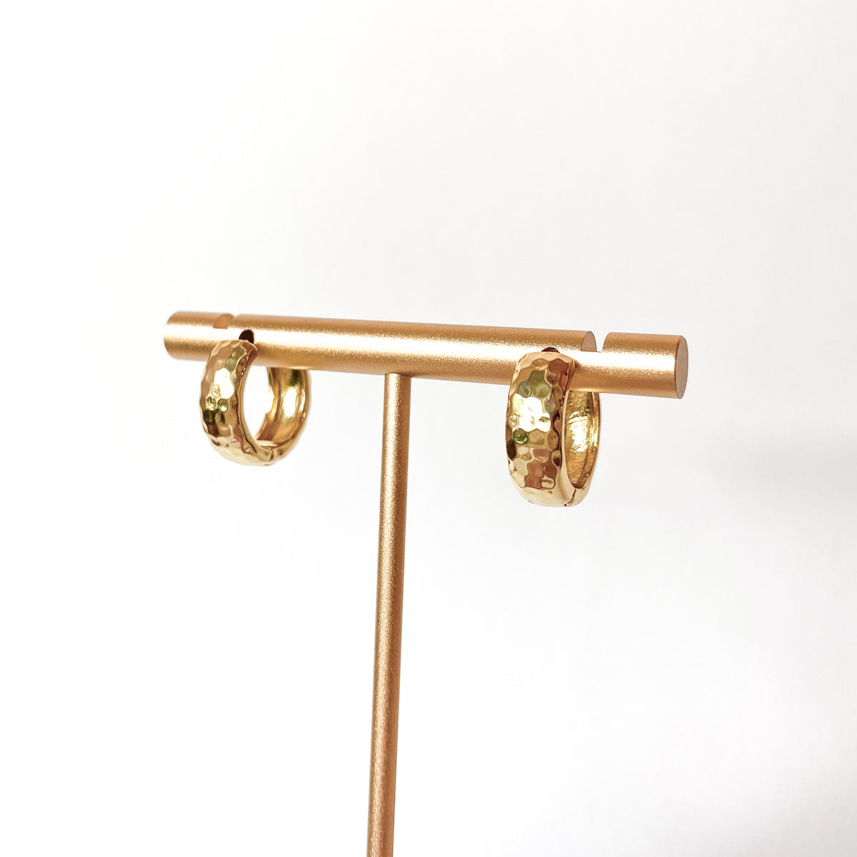 Golden Thick Wide Polished Hoops Earrings