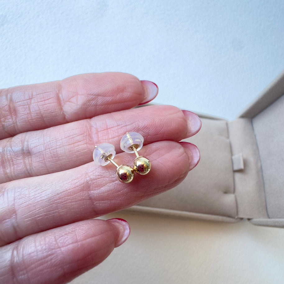 4 mm Golden Ball 14k Solid Gold Earring