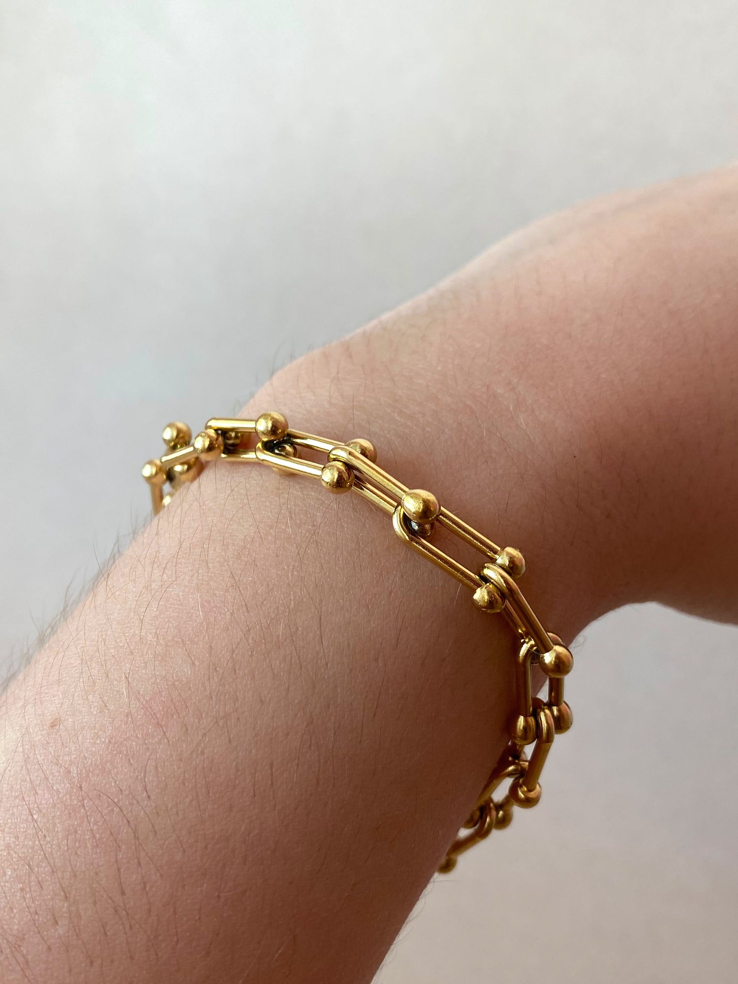 Steel Medium Links Golden Bracelet