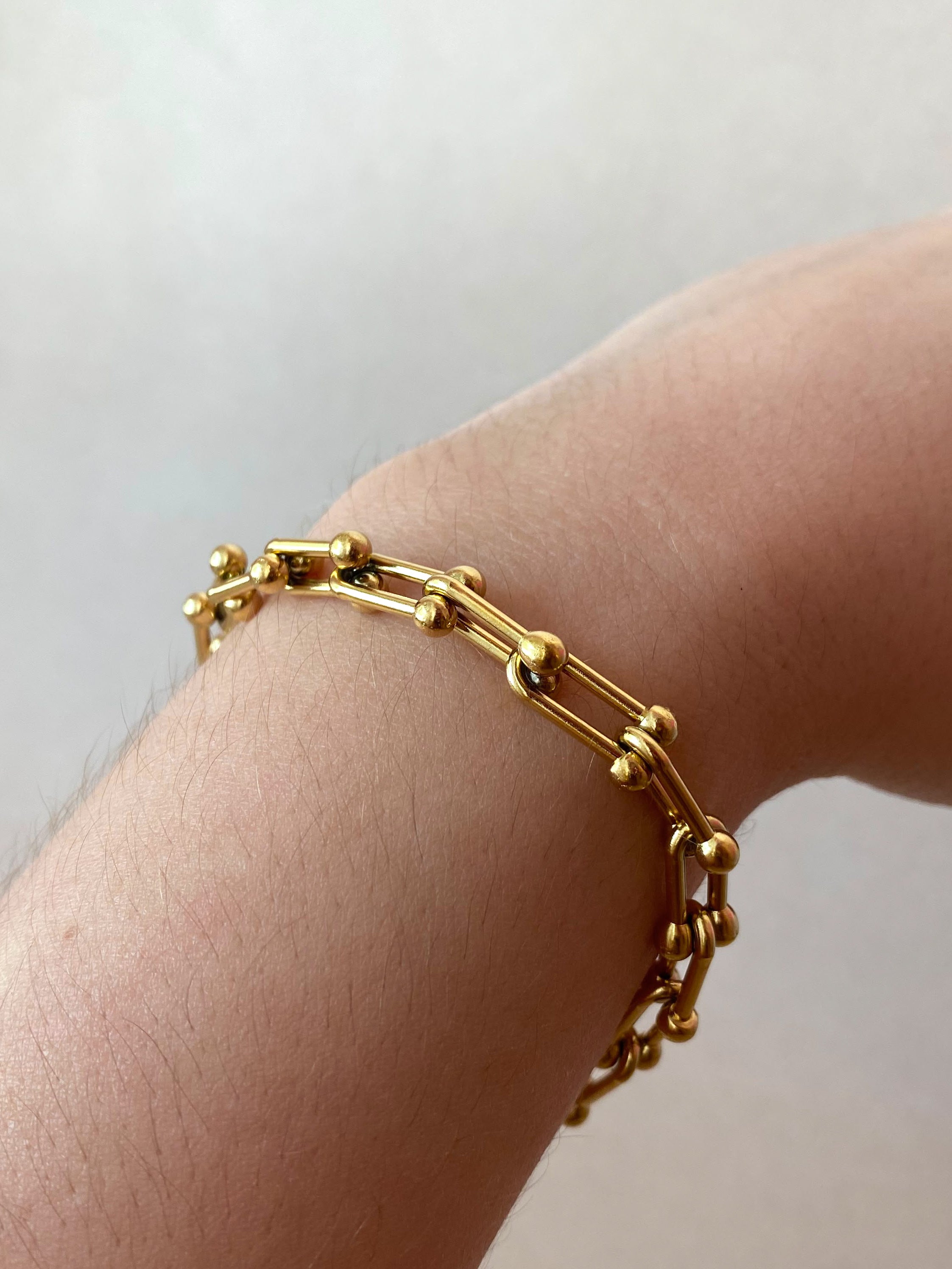 Steel Medium Links Golden Bracelet