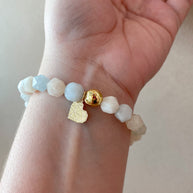 Clear & Baby Blue Gems Beads Elastic Bracelet