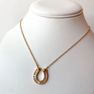 Lucky Horseshoe Crystal Charm Steel Necklace