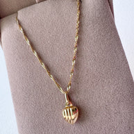 Singapure Chain 14k Solid Gold Necklace with little heart