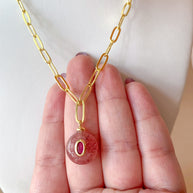 Pink and Yellow Quartz Stones Papers Clip Style Necklace