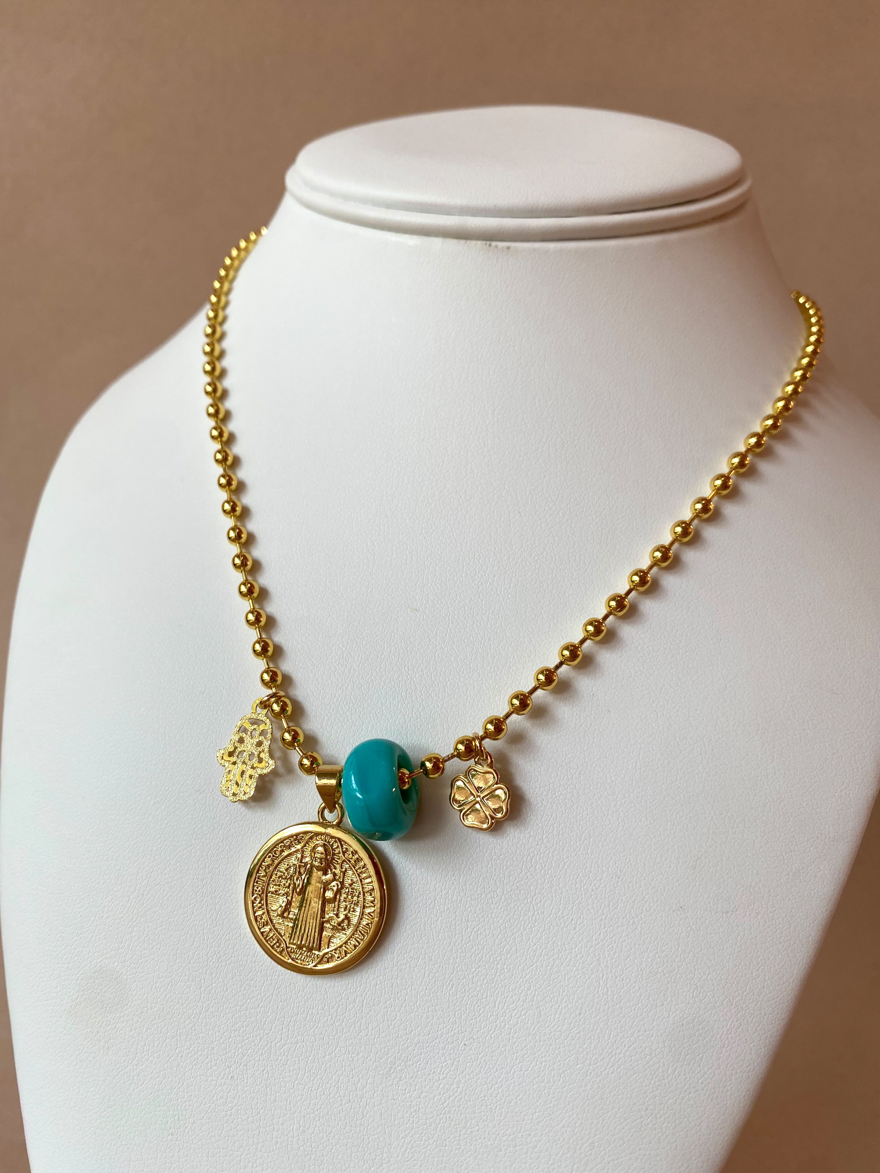 Saint Benedict and Luck 🍀  Necklace