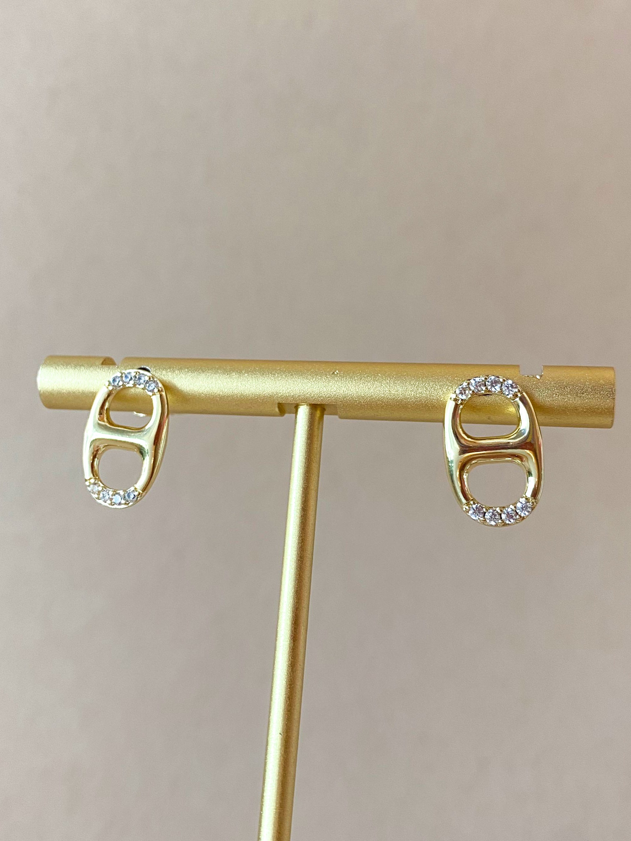 Marine Link Golden and Crystals Earrings