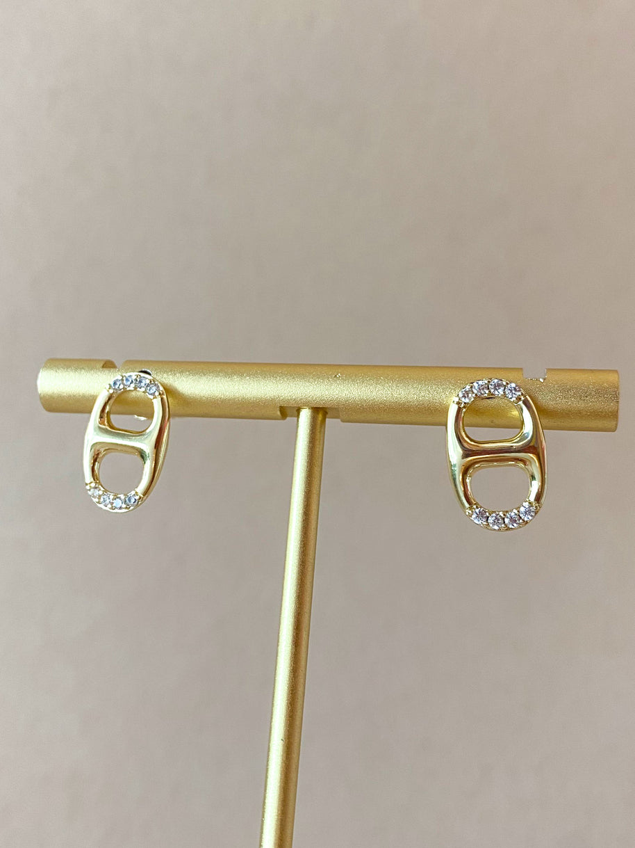 Marine Link Golden and Crystals Earrings