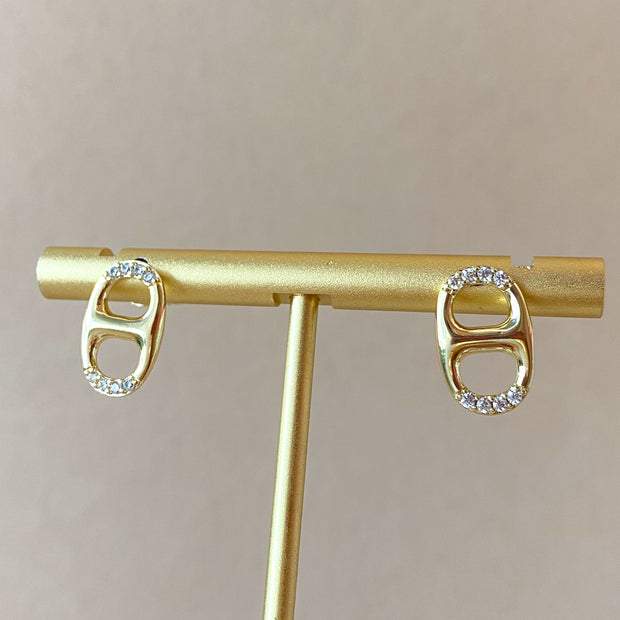 Marine Link Golden and Crystals Earrings